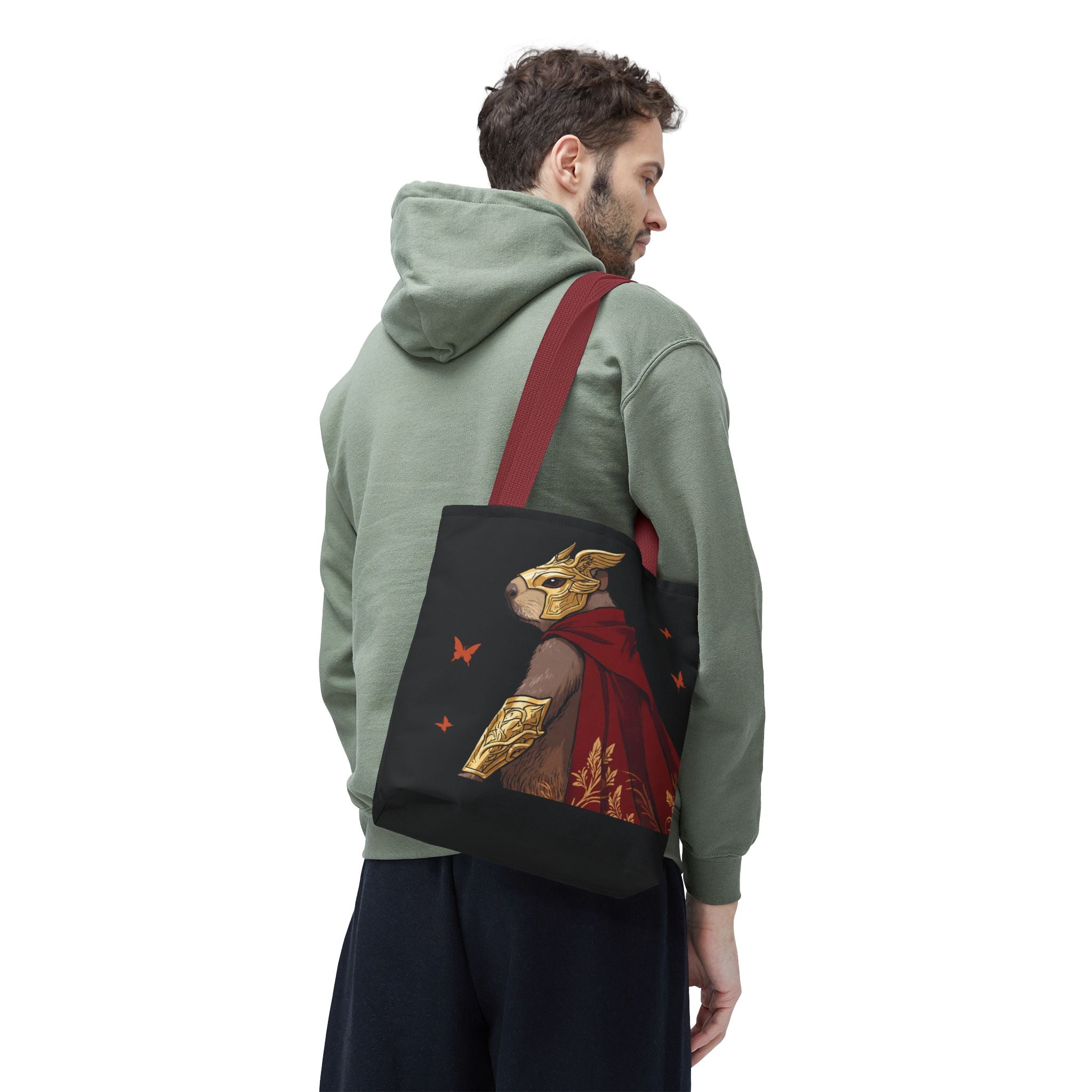 Gentle Might: Capybara Knight Aesthetic Woven-Look Tote Bag