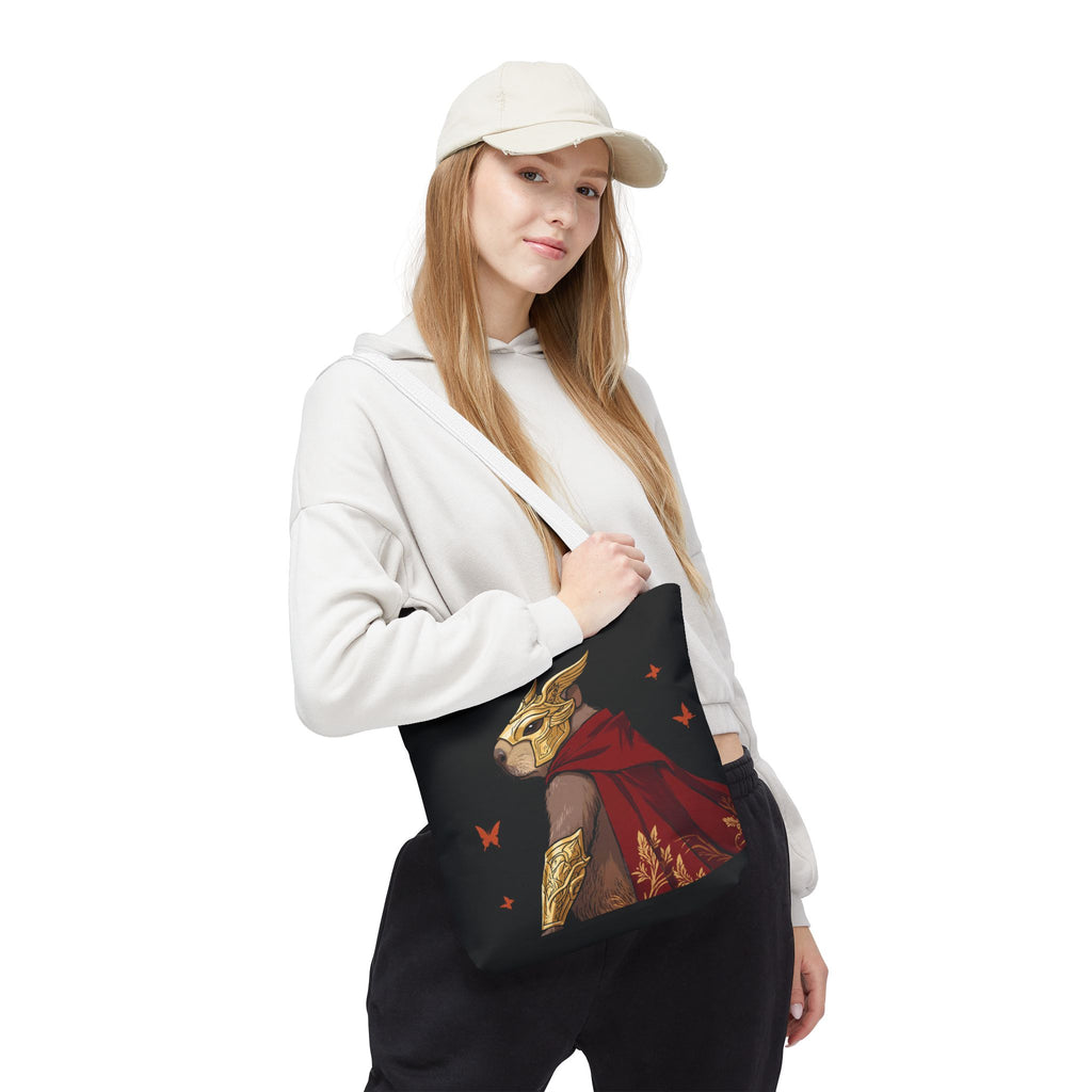 Gentle Might: Capybara Knight Aesthetic Woven-Look Tote Bag