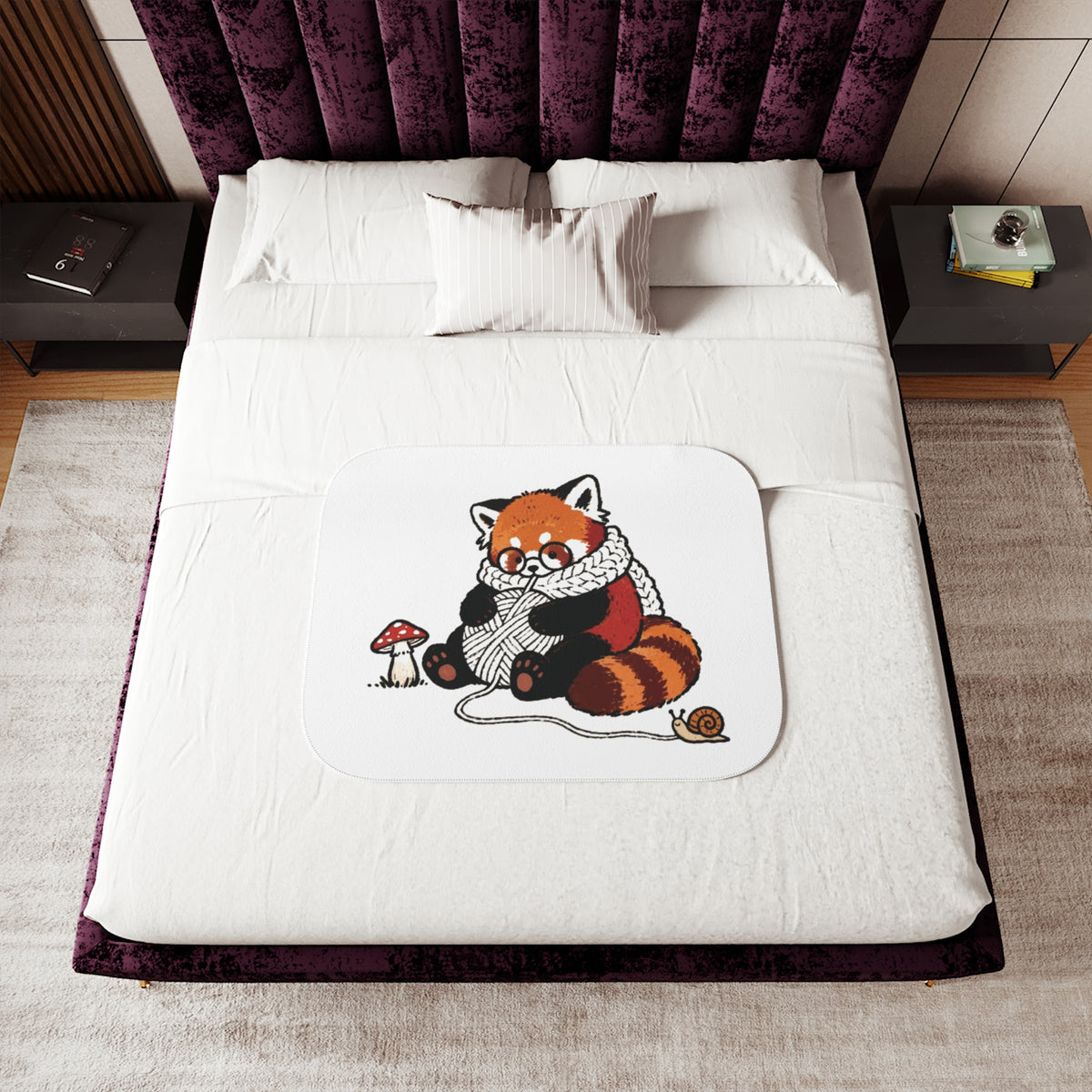 Cordelia the Weaver™ – Cozy Cottagecore Red Panda Sherpa Blanket