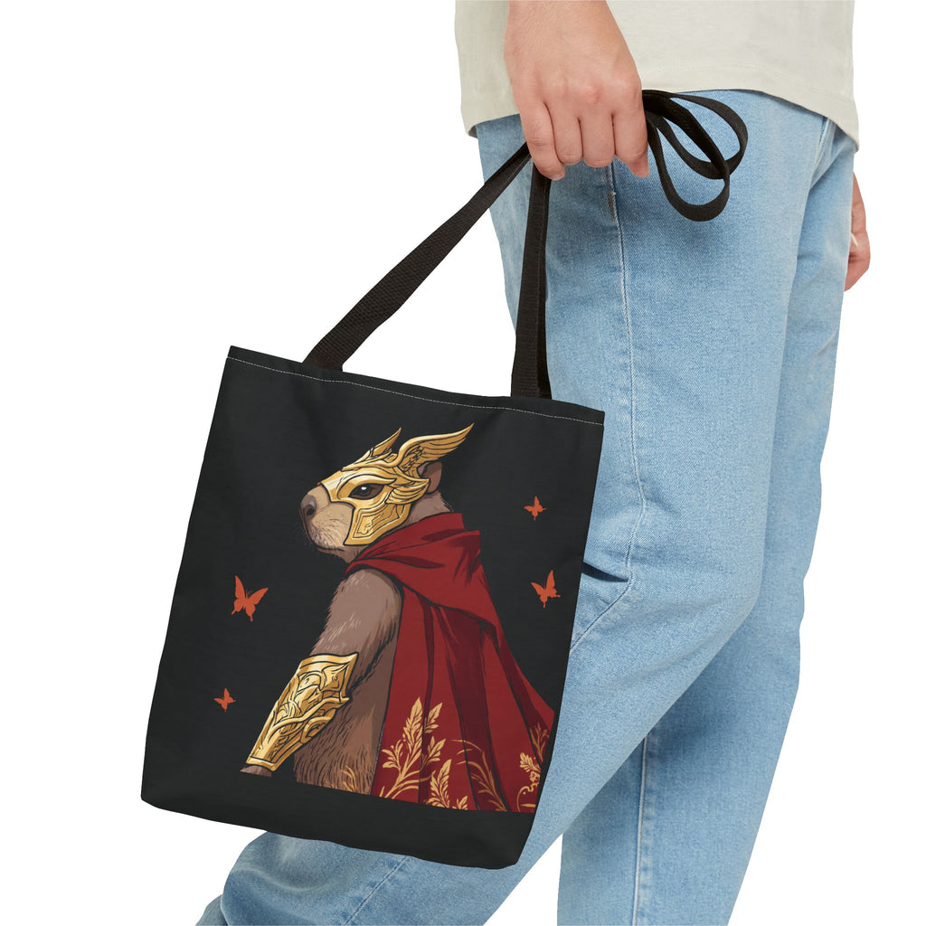 Gentle Might: Capybara Knight Aesthetic Woven-Look Tote Bag