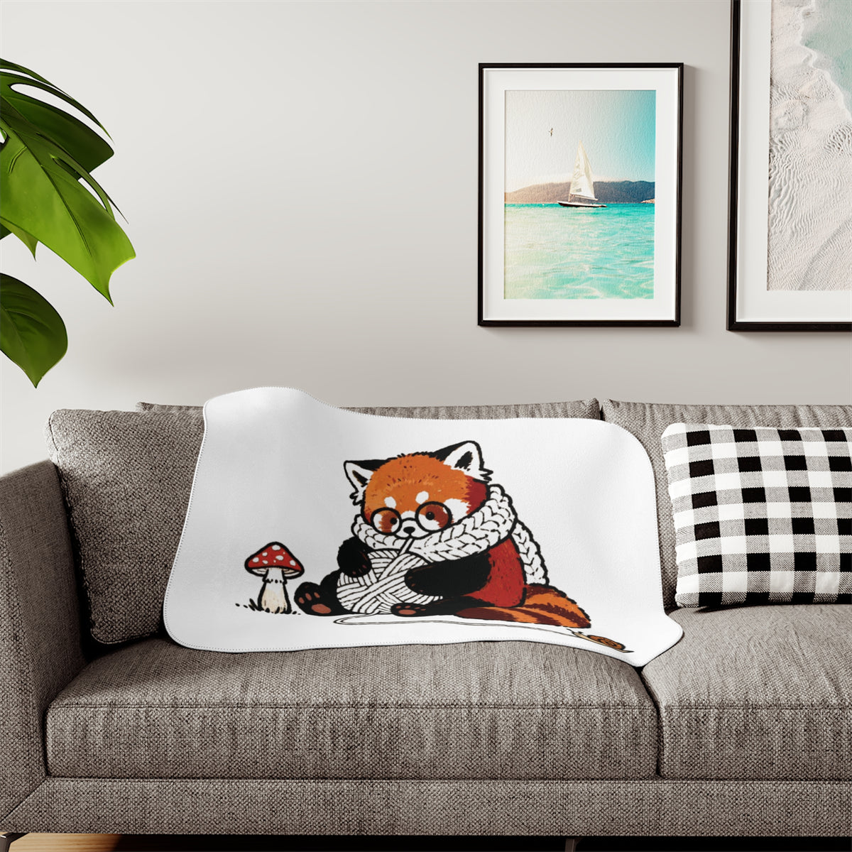 Cordelia the Weaver™ – Cozy Cottagecore Red Panda Sherpa Blanket