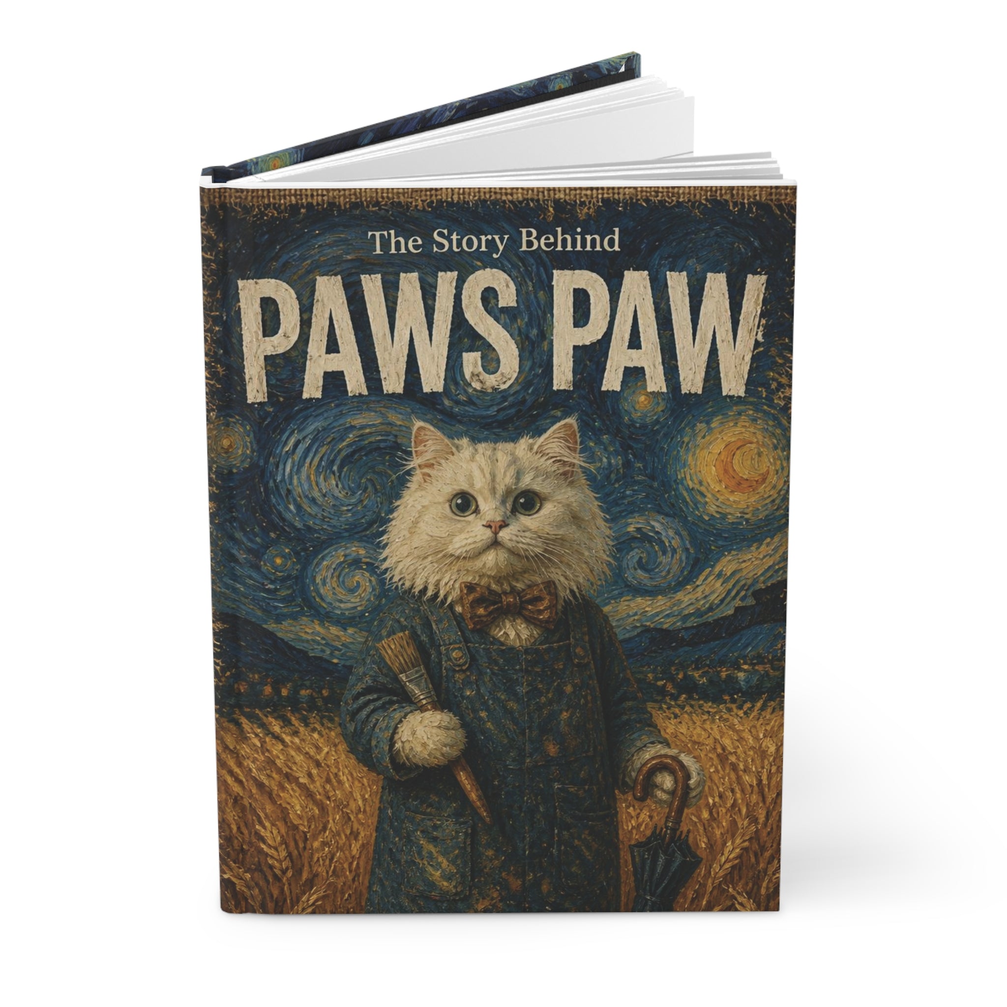 The Story Behind Paws Paw - Vintage Oil Painting Hardcover Journal